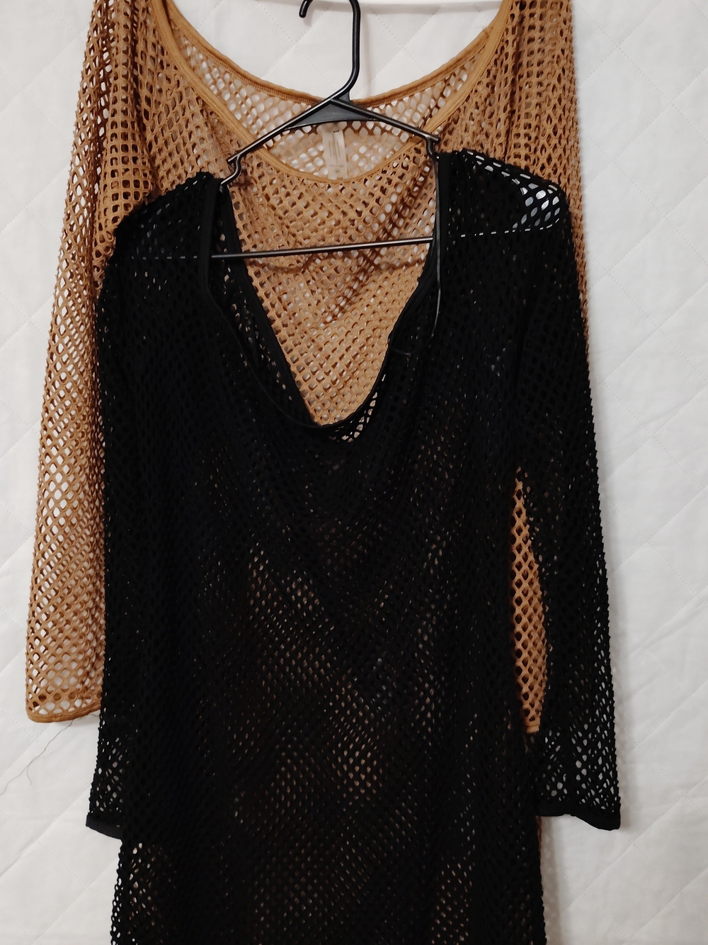 Fashion Nova Black and Tan Mesh Long Sleeve Cover-Up Dress 3X